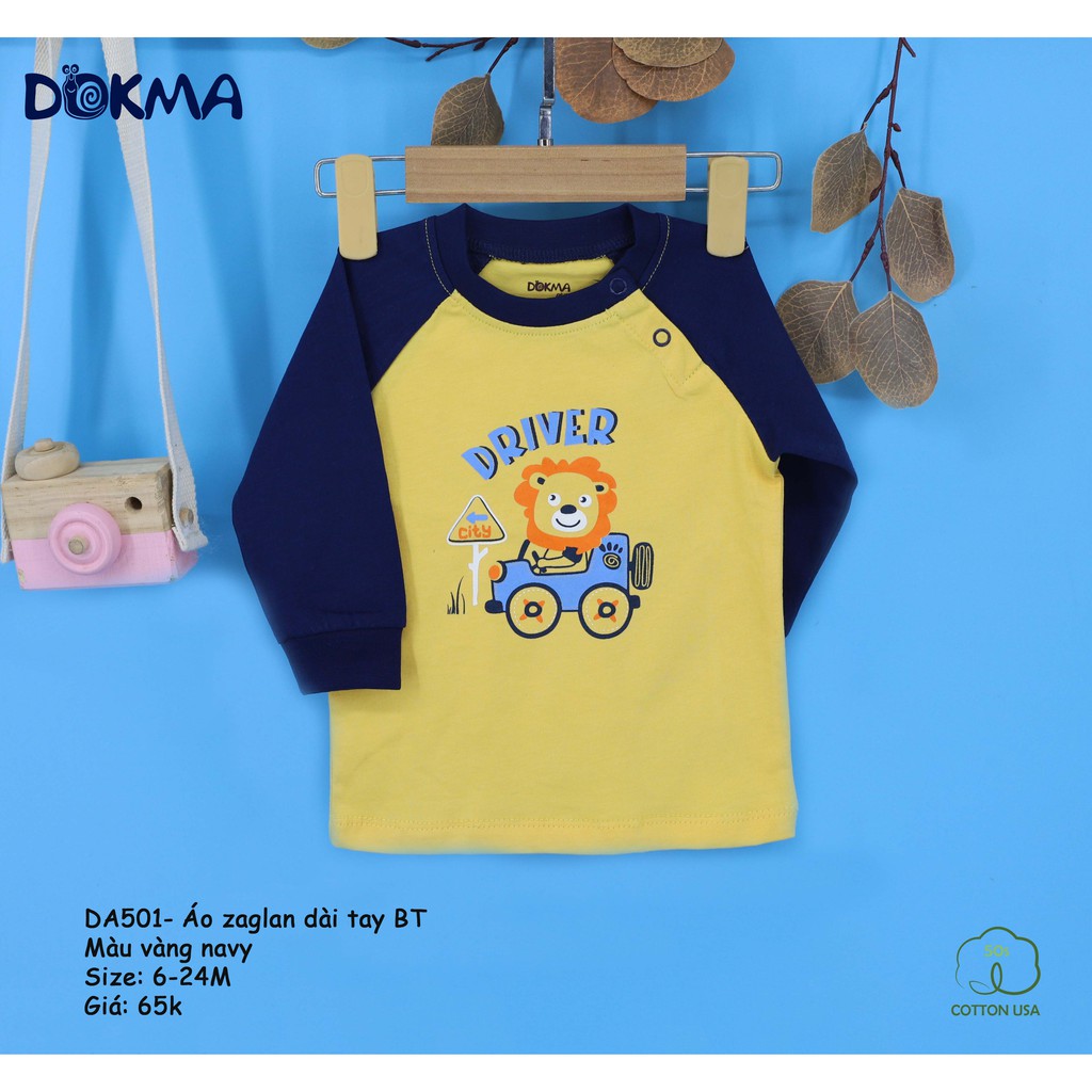 Áo phông cotton dài tay bé trai in hình ngộ nghĩnh Dokma DA501