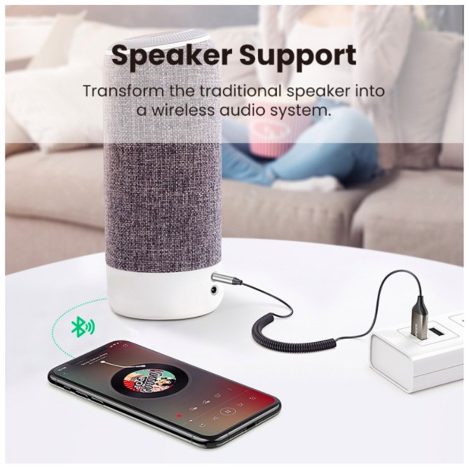 Bộ thu Bluetooth 5.0 tích hợp mic đàm thoại cao cấp Ugreen 70601