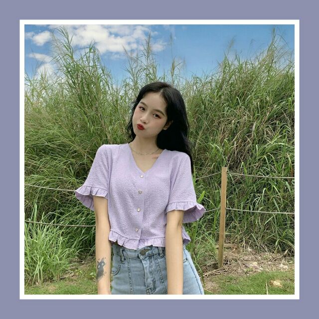 [SIZE S-5XL] Áo crop top tím mộng mơ phong cách ulzzang Hàn Quốc giá rẻ.