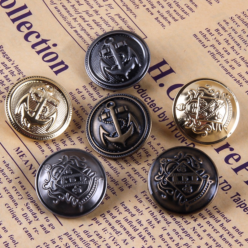 [NF] Set 10 Nút Áo Đồng Phục Học Sinh Bằng Kim Loại Màu Vàng Đồng Phong Cách Retro Anh Quốc