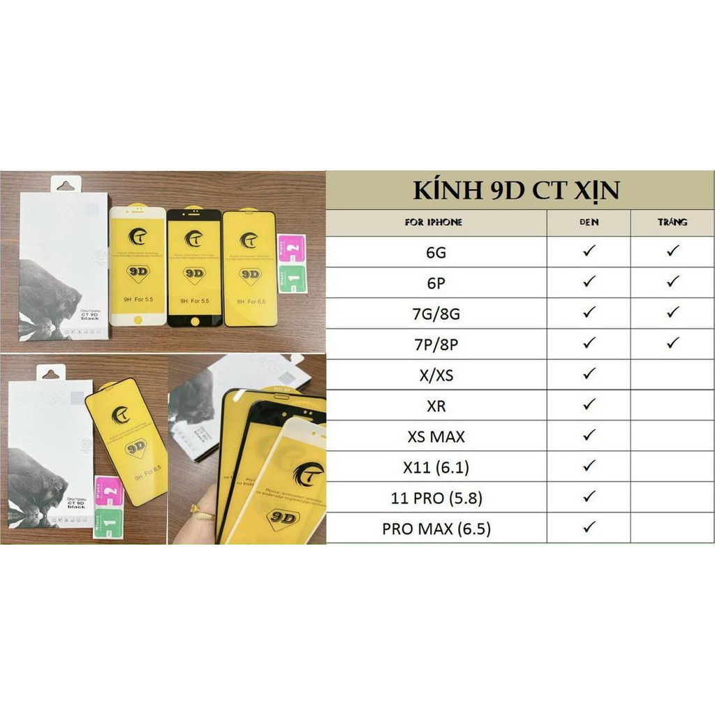 Kính cường lực Iphone Full màn 9D chịu lưc tốt