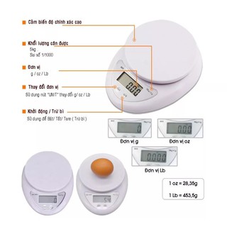 Cân Điện Tử Nhà Bếp Mini Electronic Kitchen Scale 5Kg.