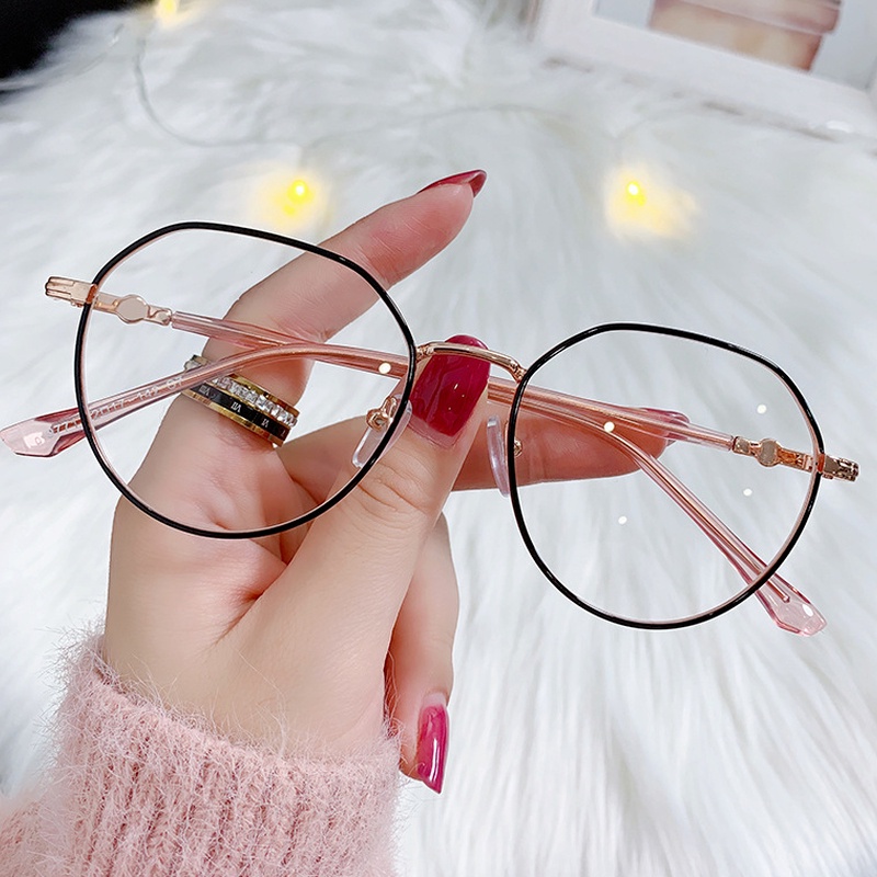 (KIQI-FASHION) COD Mắt Kính Gọng Kim Loại Chống Ánh Sáng Xanh Thời Trang Retro Nhập Khẩu Chất Lượng Cao Cho Nam Nữ