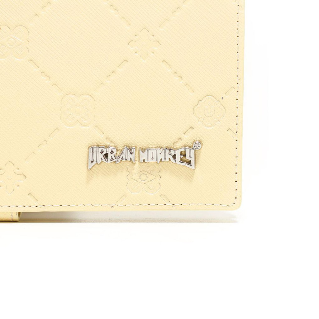 Ví Dài Da URBAN MONKEY LOLIPOP Màu Cream Họa Tiết Logo In Dập