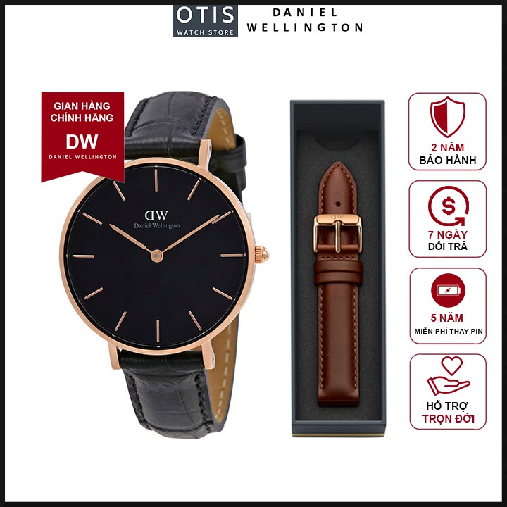 [𝐆𝐈𝐅𝐓 𝐒𝐄𝐓]Đồng Hồ Nam Nữ Daniel Wellington Classic Sheffield Rose Gold Black + Dây Da DW ST Mawes Chính Hãng