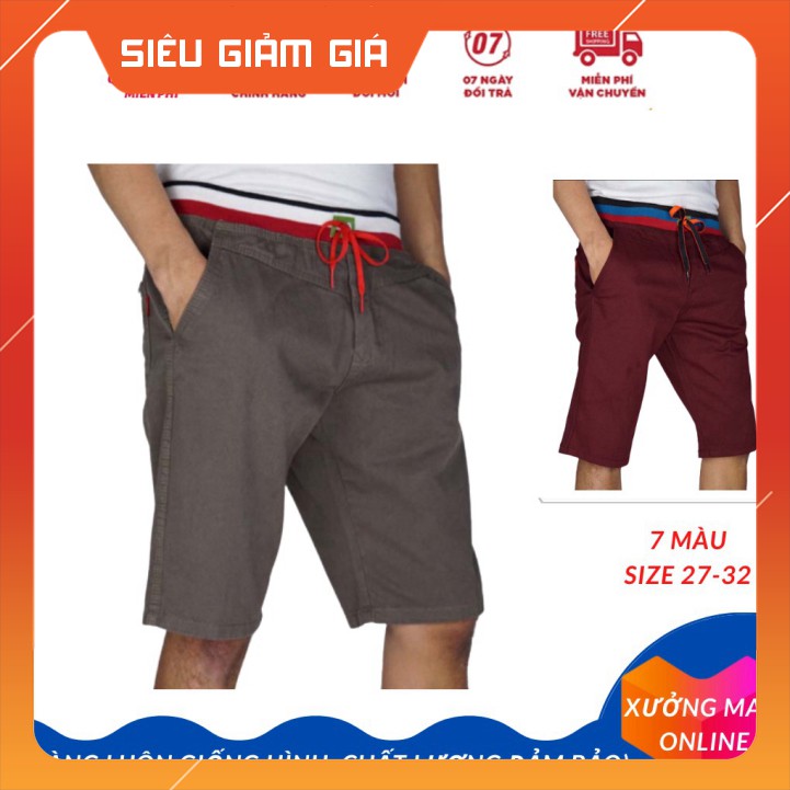 Quần sọt nam kaki không co dãn có nhiều màu trẻ trung, quần đùi size từ 27 đến 32-XM036 ᶻ