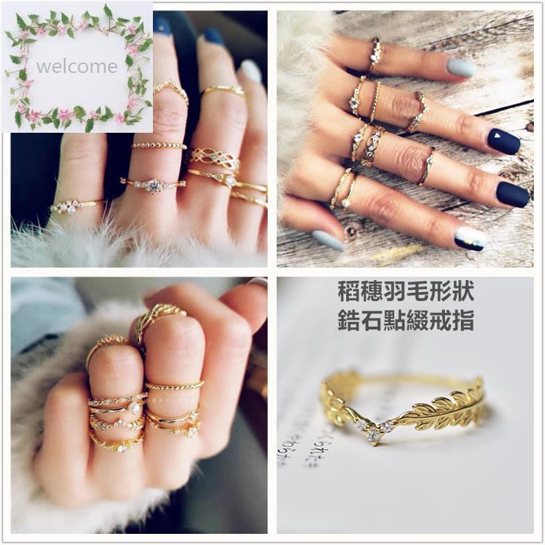 Nhẫn Xi Mạ Vàng Hình Lông Vũ Đính Đá Zircon