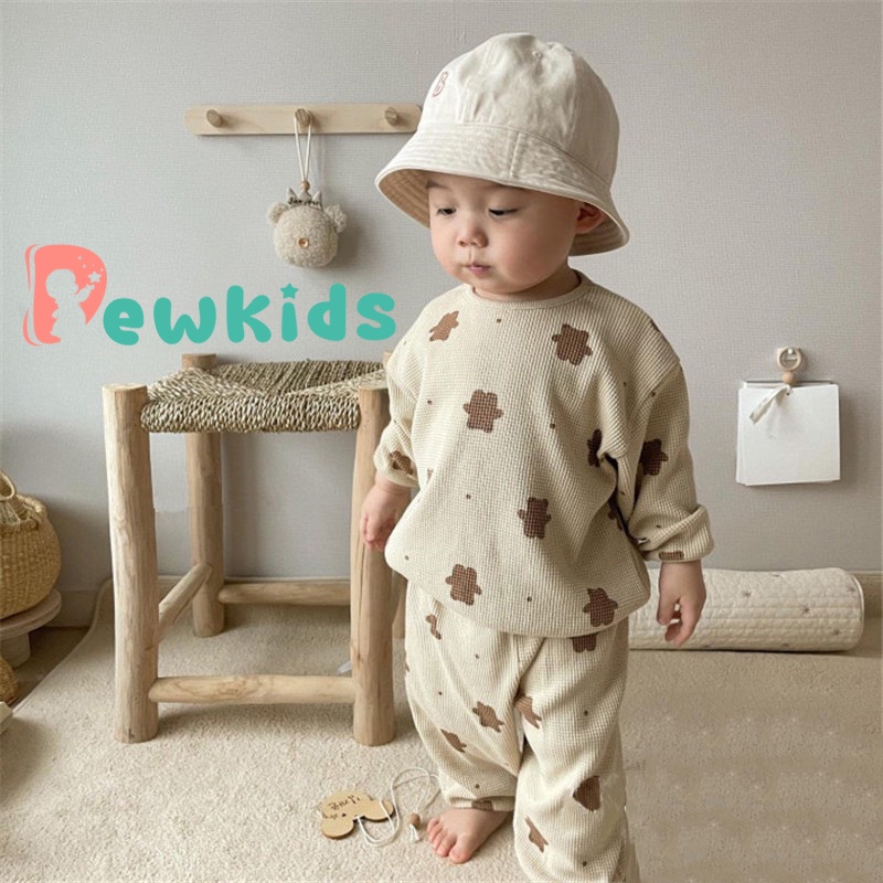 Bộ thu đông cho bé Dewkids, Đồ bộ cho bé vải tổ ong cao cấp