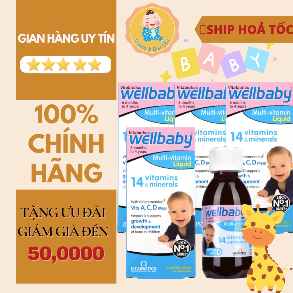 [ANH]SIRO VITAMIN TỔNG HỢP WELLBABY UK 14 MULTI-VITAMIN LIQUID CHO BÉ TỪ 6 THÁNG - 4 TUỔI