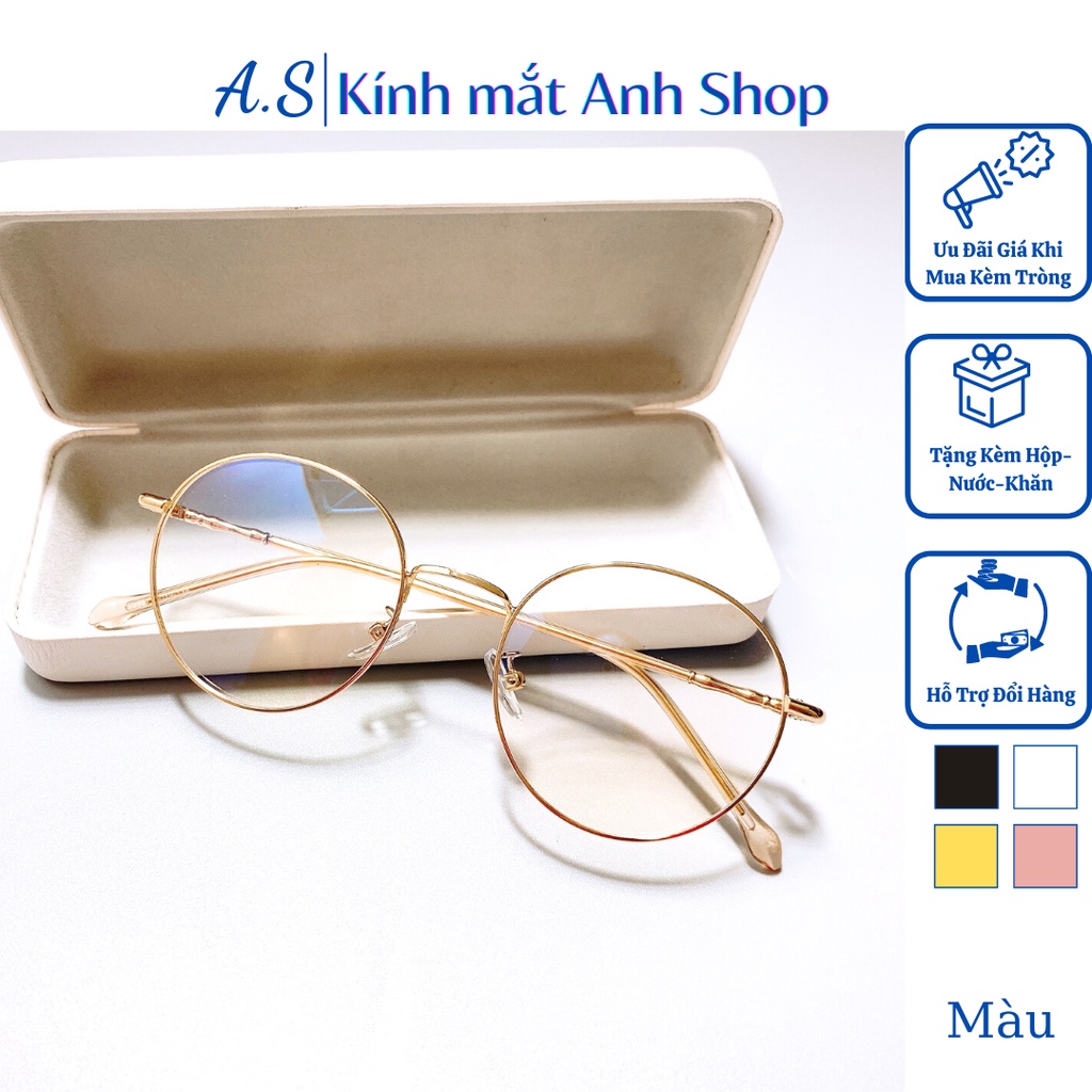 [Mã SKAMCLU8 giảm 10% cho đơn từ 100K] Gọng kính tròn 72323 nhận cắt mắt cận viễn loạn