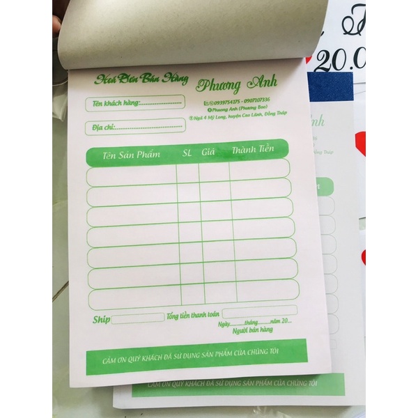 HOÁ ĐƠN 2 LIÊN IN THEO YÊU CẦU