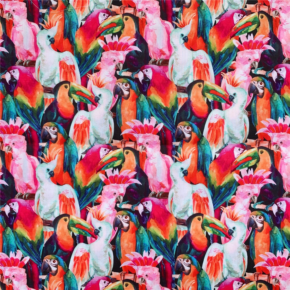 Vải Polyester Cotton Rộng 145Cm Họa Tiết Bướm Và Hoa Dùng Để May Vá