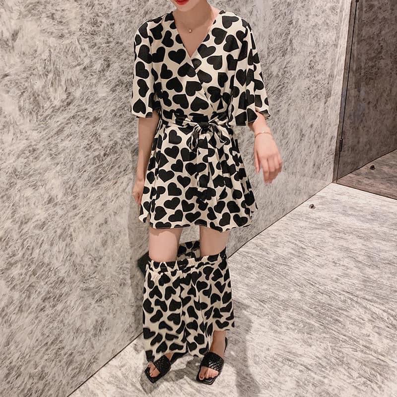 Set jumpsuit nữ hoạ tiết mùa hè nhiều màu chất liệu loại 1 tặng quần đùi, áo cổ tròn, quần cạp chun năng động