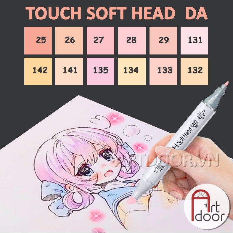 [ARTDOOR] Bút marker TOUCH SOFT HEAD (gam màu Da)