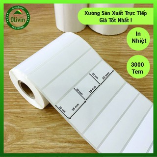 Giấy in mã vạch, tem trà sữa, decal nhiệt 3 tem đủ size 35x22 Olivin (G10)