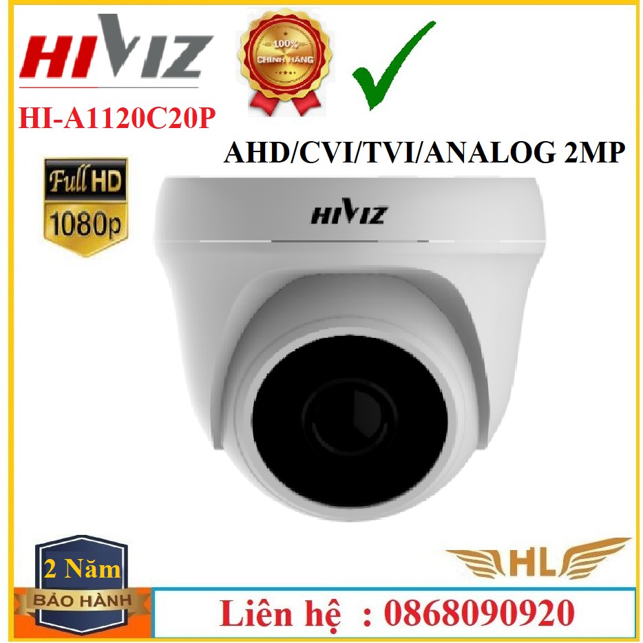 Camera Dome Hiviz HI-A1120C20P  Full HD 1080P AHD/CVI/TVI/ANALOG 2MP tích hợp OSD -Hàng Chính Hãng