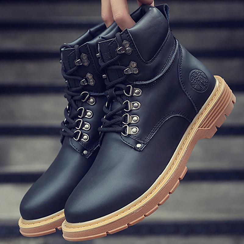 Giày boot nam cổ cao,phong cách Hàn Quốc,phối cùng khoá cài dây giầy cực ngầu-801