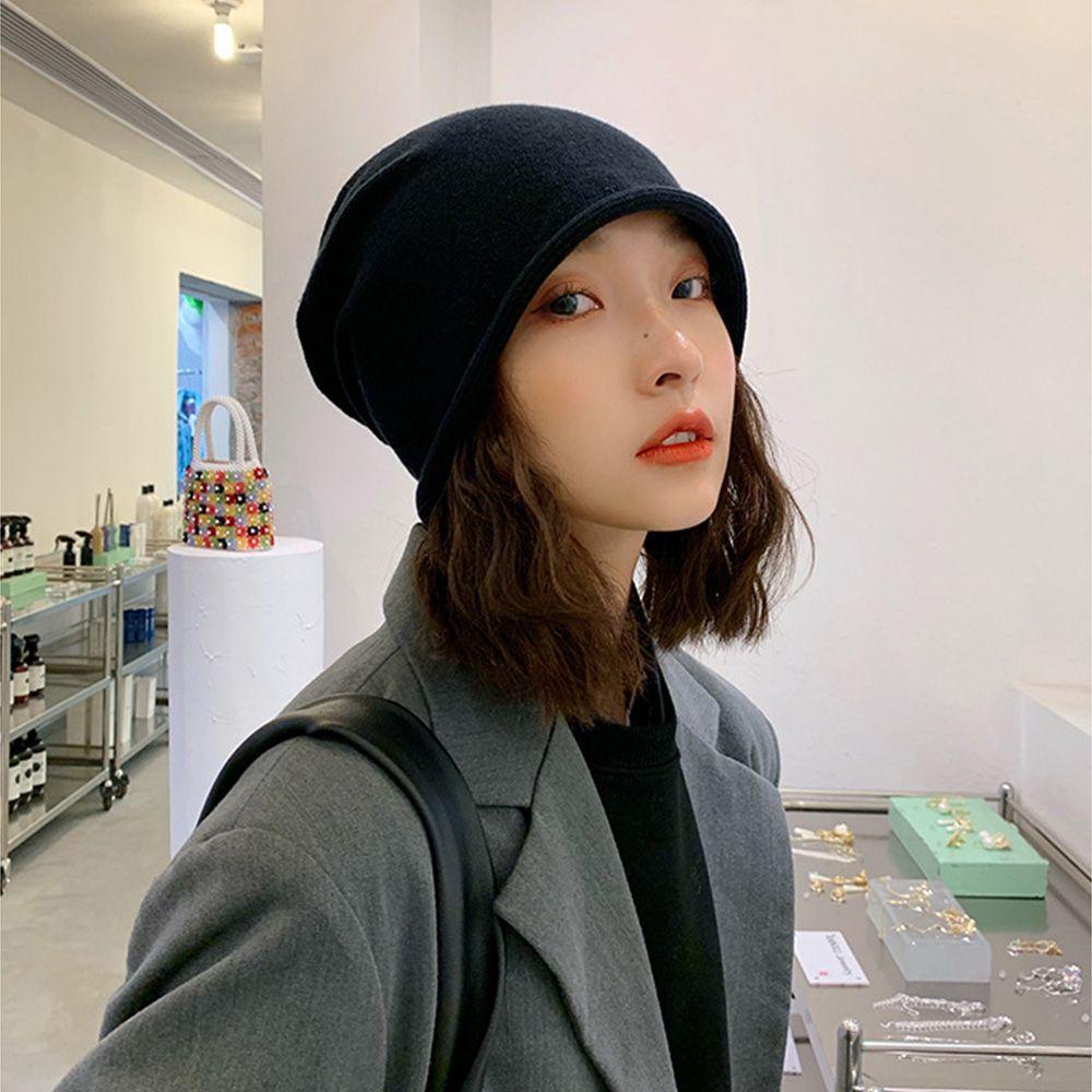 Mũ Beanie Dệt Kim Màu Trơn Dễ Thương Chất Lượng Cao Cho Nữ