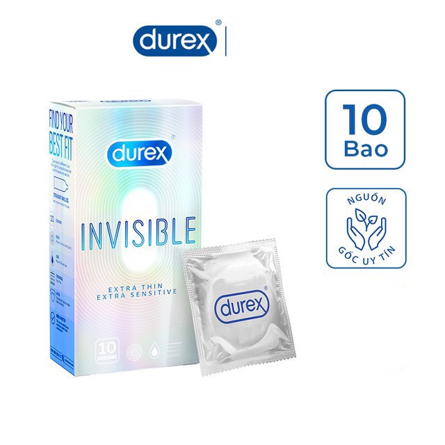 Bao Cao Su Durex Invisible Vô Hình Siêu Mỏng |Bao Cao Su 3 Con Sói Tăng Khoái Cảm Hộp 10 Cái Đóng Hàng Che Tên Sản Phẩm