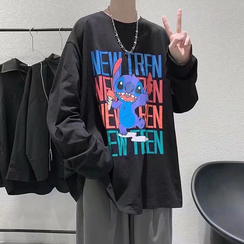 Áo thun nam tay dài nnisex form rộng chất cotton mềm mát cho nam &lt; 100kg