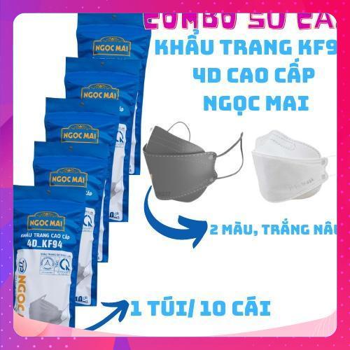 Khẩu trang KF94 4D cao cấp Ngọc Mai,khâu trang kháng khuẩn kf94 4 lớp 1 bịch 10 chiếc hàng công ty ngọc mai