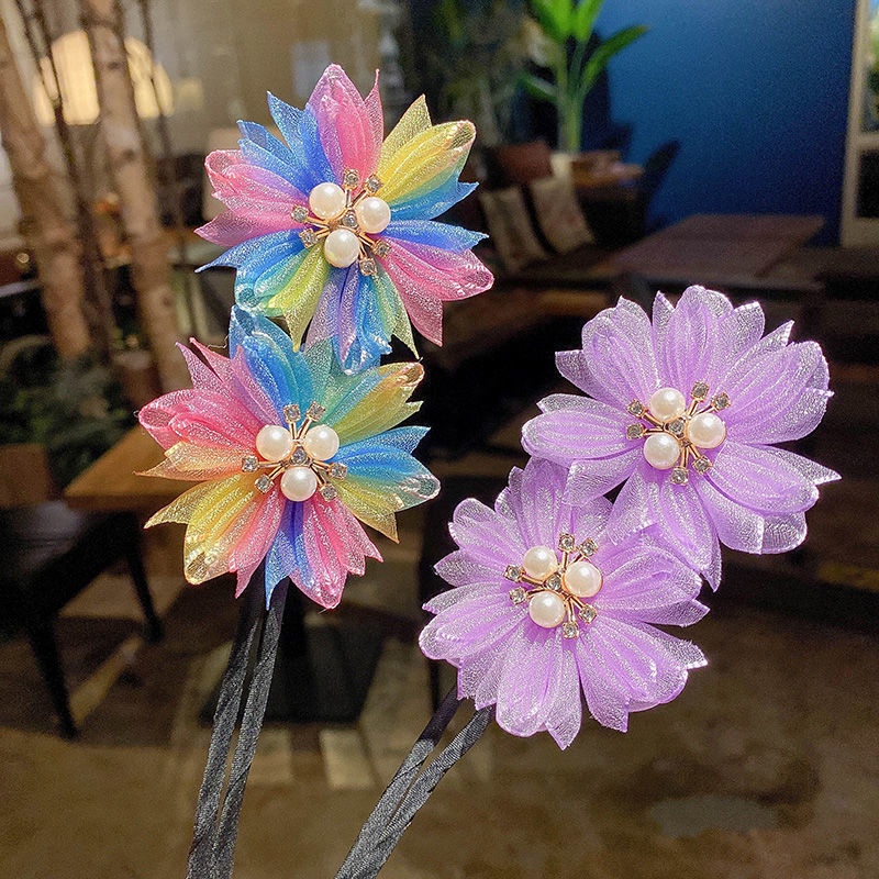 Dây Buộc Tóc Hình Bông Hoa Xinh Xắn Cho Bé Gái