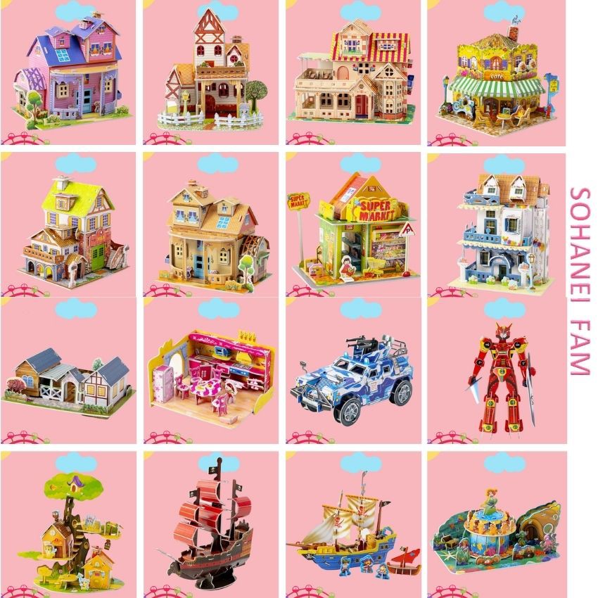 Đồ Chơi Mô Hình Lắp Ghép 3D Nhiều Mẫu Xinh Xắn Bằng Giấy Foam DIY - SOHANEI FAM