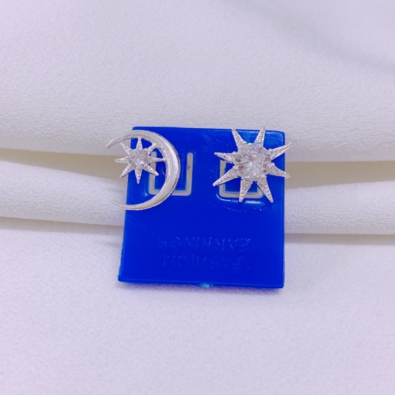 Bông tai trăng sao bạc ta chốt thẳng LINH MIU SILVER