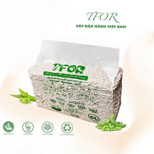 TFOR  Cát đậu phụ Tofu  Cát vệ sinh cho mèo làm từ bã đậu nành Hữu cơ hòa tan trong bồn cầu và mèo ăn không sao