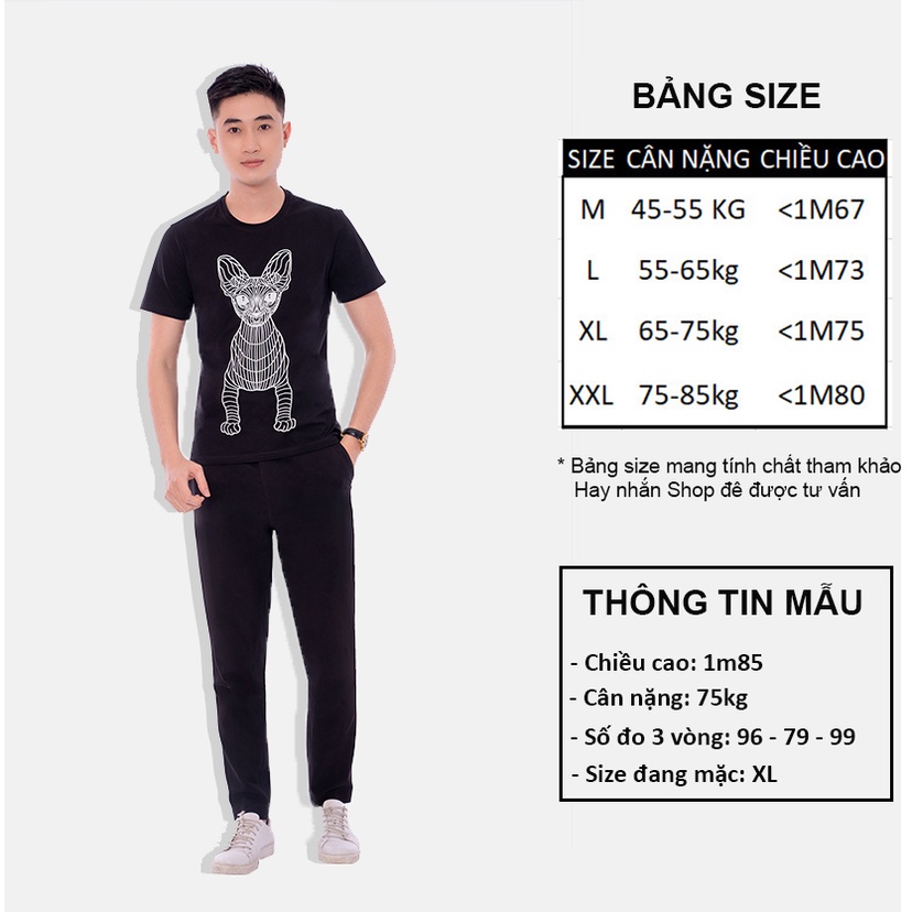 Áo thun nam nữ AZILA132 in Mèo ai cập chất liệu cotton 100% thoáng mát