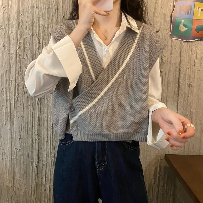 Áo Khoác Cardigan Dệt Kim Không Tay Cổ Chữ V Dáng Rộng Phong Cách Hàn Quốc Thời Trang Mùa Đông | BigBuy360 - bigbuy360.vn