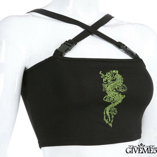 Áo Lửng Hai Dây Thêu Họa Tiết Con Rồng Phong Cách Trung Hoa Quyến Rũ Dành Cho Nữ