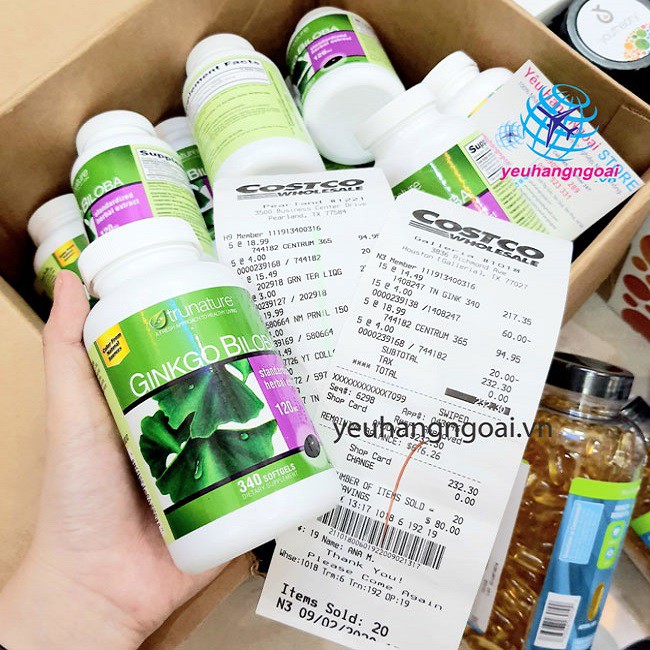 Viên Uống Bổ Não Ginkgo Biloba 340 Viên Của Mỹ( có bill Costco Mỹ)