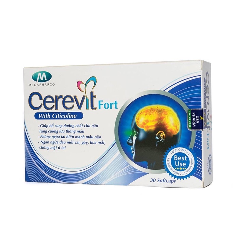 Viên bổ não CEREVIT FORT giảm đau đầu hoa mắt,chóng mặt,rối loạn tiền đình