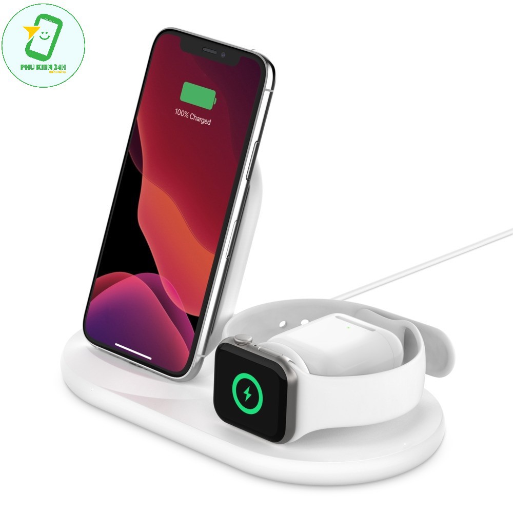 Đế Sạc Nhanh Không Dây Belkin 3in1 Cho Iphone, Apple Watch, Airpods [Hàng Chính Hãng - Bảo Hành 12 Tháng]