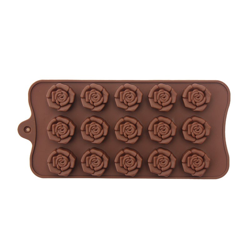 Khuôn Silicone 15 Ngăn Tạo Hình Hoa Hồng Trang Trí Bánh