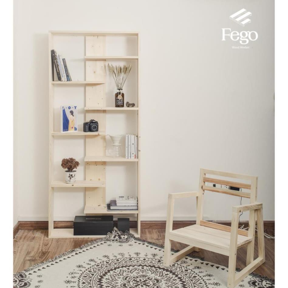 (Giá Xưởng) [FREESHIP HN] Giá sách gỗ 5 tầng / kệ để trang trí phòng khách, trưng bày FEGO0023