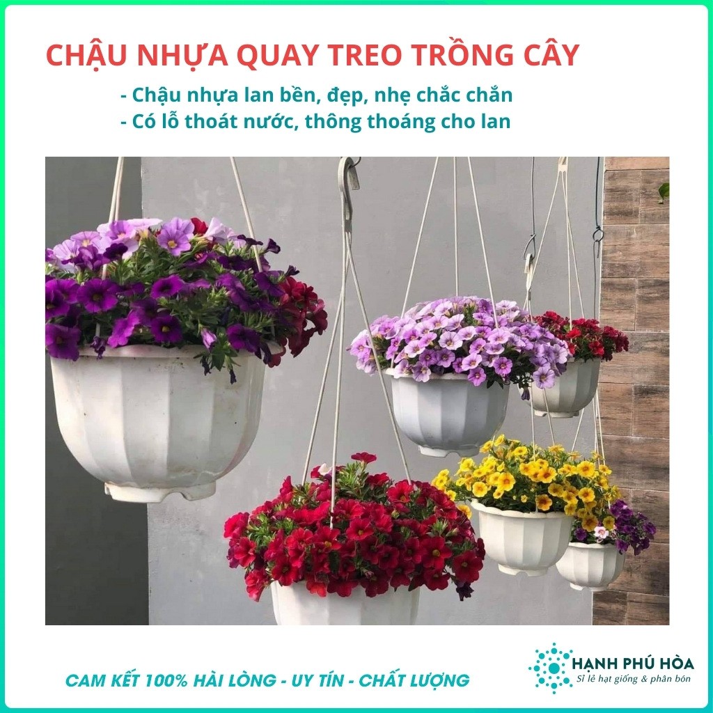 Bộ 5 Chậu Nhựa Quay Treo- Nhiều Màu- Được Làm bằng chất liệu nhựa cao cấp (PP), chịu nhiệt tốt, không phai màu