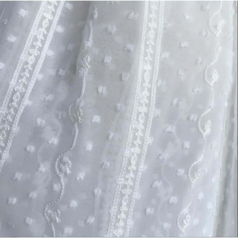 Vải Dệt Jacquard Chiffon Họa Tiết Kẻ Sọc Thêu Họa Tiết Kiểu Mới Xuân Hè Dài 1M