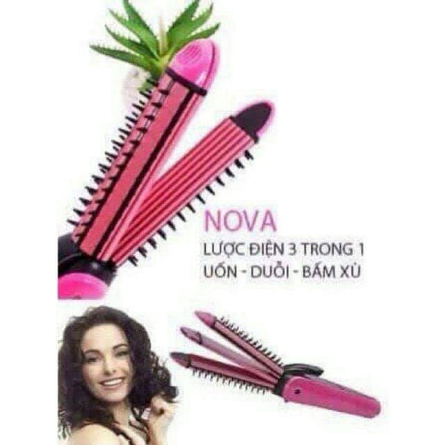 Lược Điện Đa Năng NOVA 3in1  (duỗi,bấm,uốn)