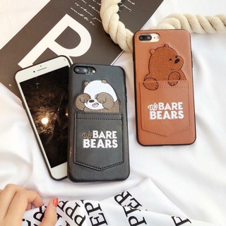 Ốp điện thoại gấu Bears có túi giả da