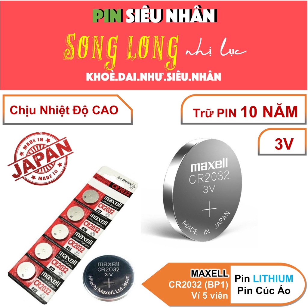 PIN CR2032 / CR2025 / CR2016 / LR44 / LR1130 MAXELL 3V/1.5V Chính Hãng - Chịu Nhiệt Độ Cao - Công Suất Lớn