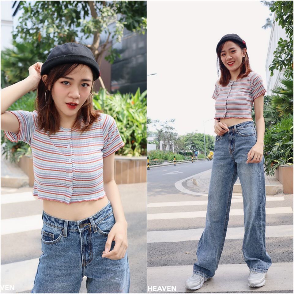 [Size 30-35] Quần Dài Ống Rộng Xanh Đậm Dài 105cm - Lưng Cao Qua Rốn Siêu Tôn Dáng Không Giãn