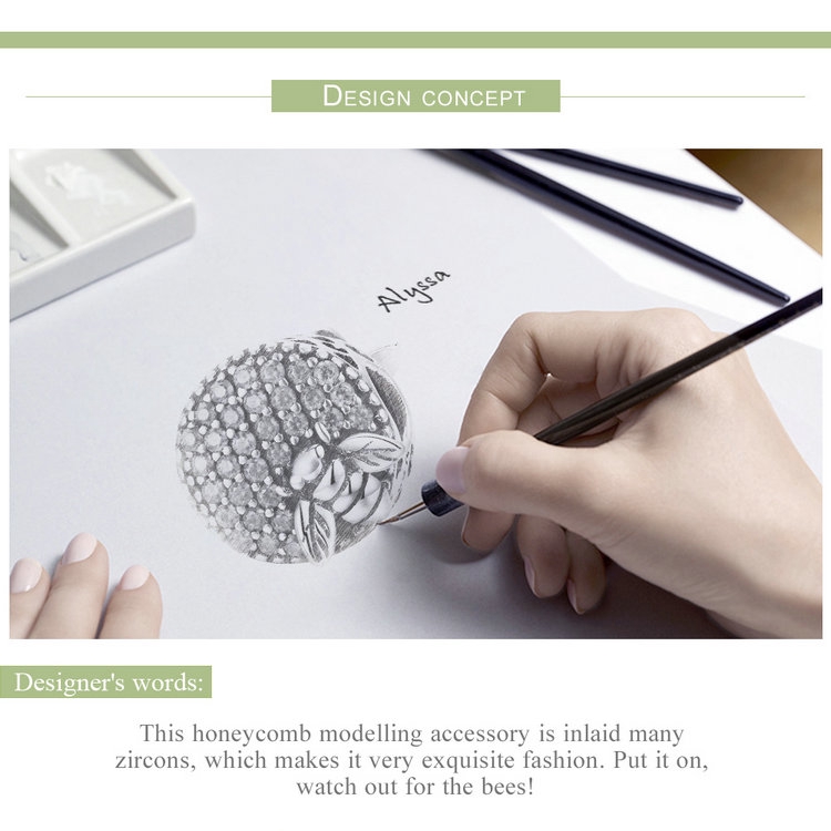 Hạt phụ kiện hiệu Bamoer hình tổ ong đính pha lê sang trọng dùng làm vòng tay DIY