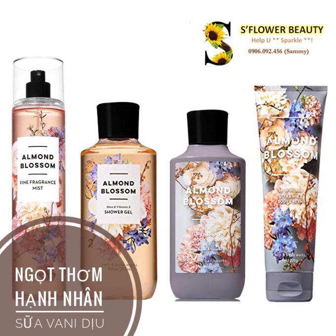 BST All Blooms | Gel Tắm Dưỡng Thể Xịt Thơm Toàn Thân Bath & Body Works | Rose | Almond Blossom | Violet Plums