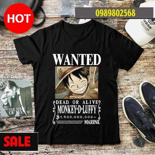 Hot áo thun in hình monkey d. luffy wanted "lệnh truy nã" mẫu đen cực chất - one piece -2000