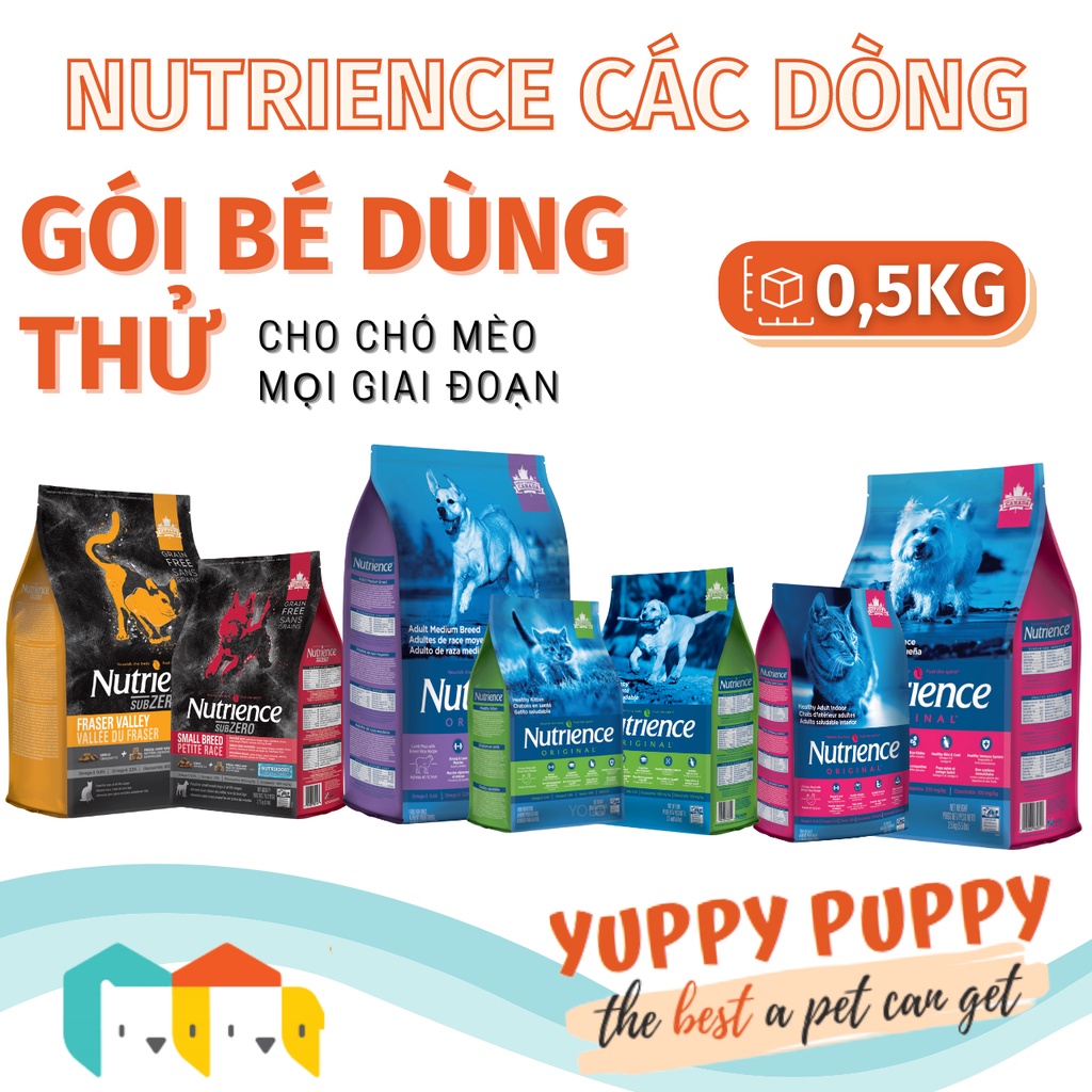 Bao hạt size 500gram dùng thử các dòng Nutrience Subzero và Original cho chó mèo mọi giai đoạn