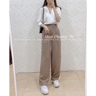 Áo sơmi lụa cổ V dài tay 4 màu (hình thật/video/sẵn)