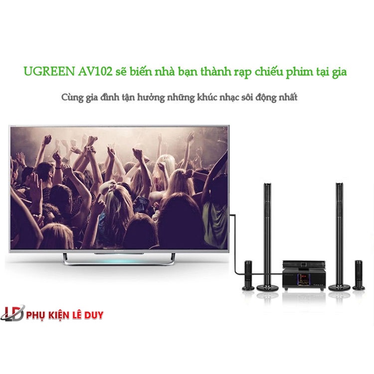 Dây Audio 3,5mm ra 2 đầu Hoa sen (RCA) UGREEN - Hãng chính hãng