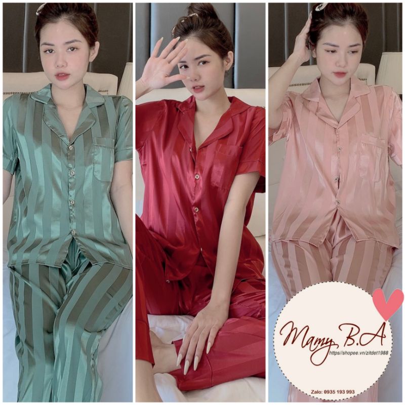 Pijama lụa gấm tay ngắn quần dài - Đồ ngủ nữ loại 1 cao cấp không nhăn (ẢNH THẬT CỦA SHOP)